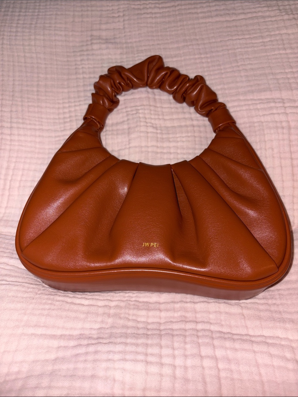JW PEI Cognac Ruched Handle Shoulder Bag